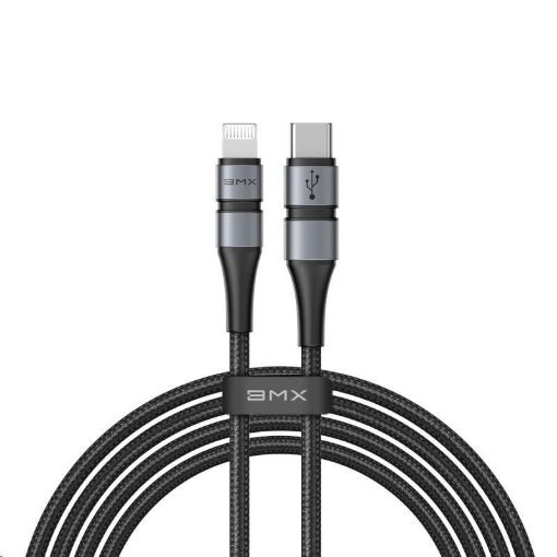 Obrázek Baseus BMX Double-deck Mfi nabíjecí / datový kabel USB-C / Lightning PD 18W 1,8m, šedá-černá