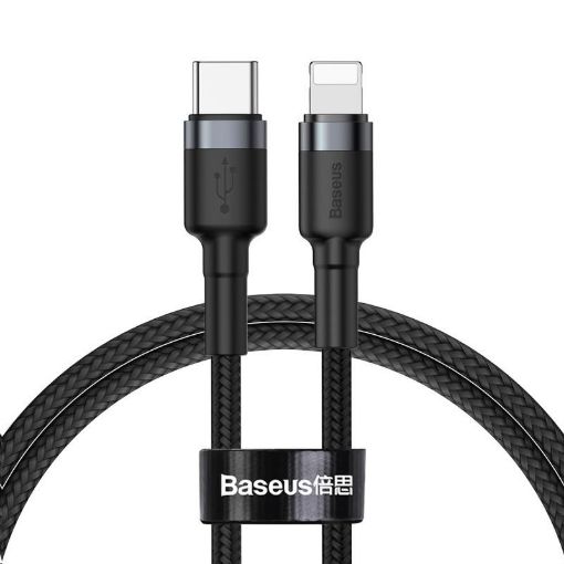 Obrázek Baseus Cafule nabíjecí / datový kabel USB-C na Lightning PD 18W 1m, šedá-černá