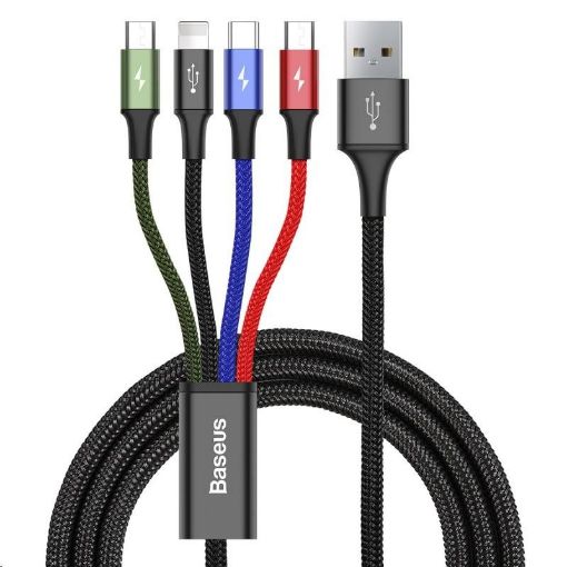 Obrázek Baseus rychlý nabíjecí / datový kabel 4v1 Lightning + USB-C + 2* Micro USB 3,5A 1,2m, černá