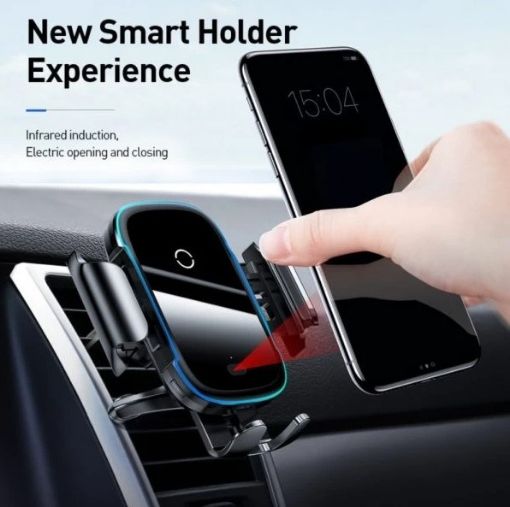 Obrázek Baseus Light Electric držák do auta s bezdrátovým nabíjením 15W černá