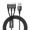 Obrázek Baseus Rapid Series nabíjecí / datový kabel 3v1 USB (Micro USB + Lightning) 3A 1,2m, černá