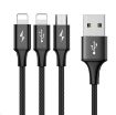 Obrázek Baseus Rapid Series nabíjecí / datový kabel 3v1 USB (Micro USB + Lightning) 3A 1,2m, černá