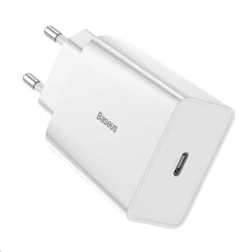 Obrázek Baseus Speed Mini PD set USB-C adaptéru 18W a kabelu USB-C do Lightning PD 18W 1m, bílá