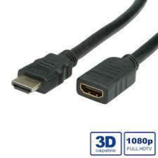 Obrázek Prodlužovací High Speed HDMI kabel s Ethernetem, HDMI M - HDMI F, zlacené konektory, 2m