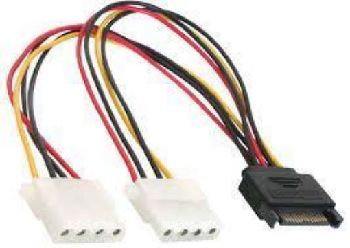 Obrázek Power Adapter SATA 15-pin samec na 2x Molex 4-pin samice, 20cm