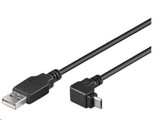 Obrázek PREMIUMCORD Kabel USB 2.0 A-Micro B propojovací úhlový 90st. 2m (černý)