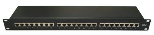 Obrázek 19" Patch panel LYNX 24port, STP, Cat6, 30µm, duální svorkovnice, černý