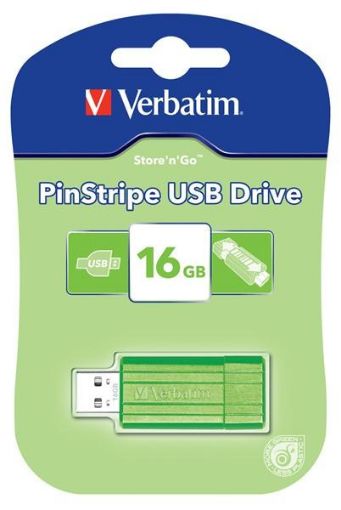 Obrázek VERBATIM Flash Disk 16GB Store 'n' Go PinStripe, eukalyptově zelená