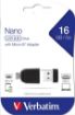 Obrázek VERBATIM Flash Disk 16GB Store 'n' Stay NANO + micro USB OTG adaptér, USB 2.0, černá