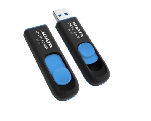 Obrázek ADATA Flash Disk 128GB UV128, USB 3.1 Dash Drive (R:90/W:40 MB/s) černá/modrá