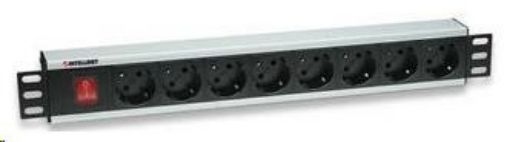 Obrázek Intellinet 19" Rackmount 8-Way Power Strip - German Type, rozvodný panel, 8x DE zásuvka, 3m kabel