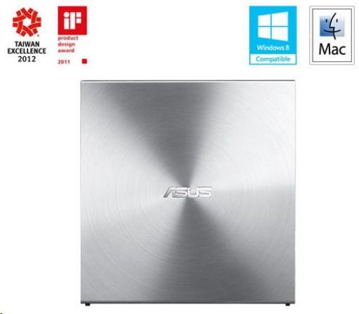 Obrázek ASUS DVD SDRW-08U5S-U/SIL/G/AS, External Slim DVD-RW, silver, USB + Cyberlink Power2Go 8