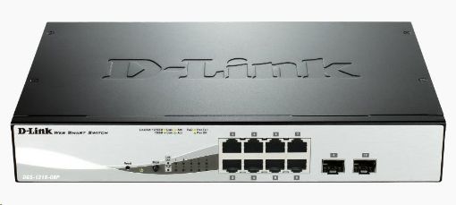 Obrázek D-Link DGS-1210-08P 10-port Gigabit Smart PoE Switch, 8x GbE PoE+, 2x SFP, PoE 65W, fanless