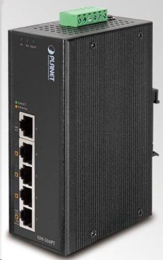 Obrázek Planet ISW-504PT, 5x 10/100, 4x POE IEEE 802.3af, 60W, DIN, IP30, -40~75 st.C