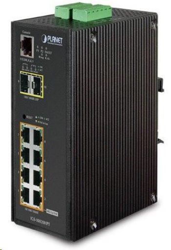 Obrázek Planet IGS-10020HPT PoE switch 8x 1000Base-T, 2x SFP, 802.3at 270W, IP30, -40 až 75°C, SNMP, IGMPv3, IPv6