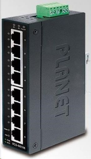 Obrázek Planet switch IGS-801M, 8X 1000BASE-T, DIN, IP30, -10 AŽ 60°C, ESD+EFT DO 6KV, WEB/SNMP, VLAN, STP