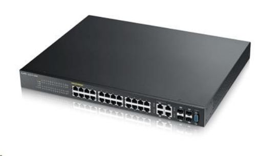 Obrázek Zyxel GS2210-24HP 28-port Managed L2+ Gigabit PoE Switch, 24x gigabit RJ45, 4x gigabit RJ45/SFP, PoE 375 W