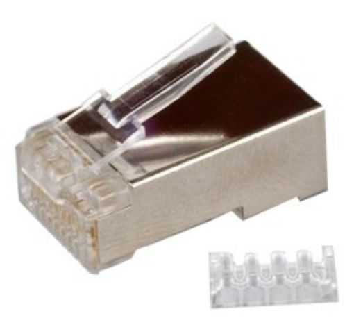 Obrázek Konektor STP RJ45 (8p8c), Cat6, 50µm, skládaný, drát - 100 ks