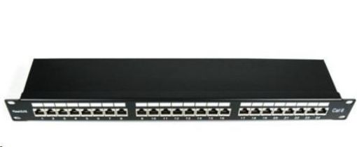 Obrázek 19" Patch panel XtendLan 24port, STP, Cat6, 30µm, duální svorkovnice, černý