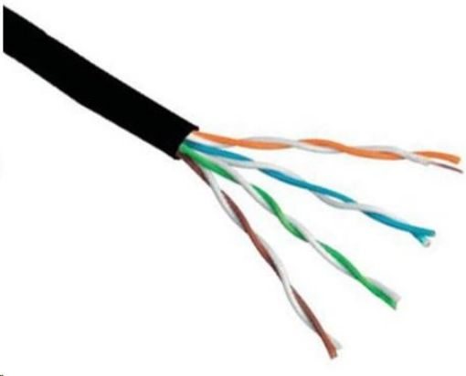 Obrázek UTP kabel PlanetElite, Cat6, drát, venkovní PE, černý, 305m, cívka