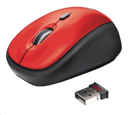 Obrázek TRUST Myš Yvi Wireless Mouse - red, červená, USB, bezdrátová