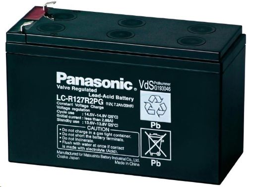 Obrázek Baterie - Panasonic LC-R127R2PG (12V/7,2Ah - Faston 187), životnost 6-9let