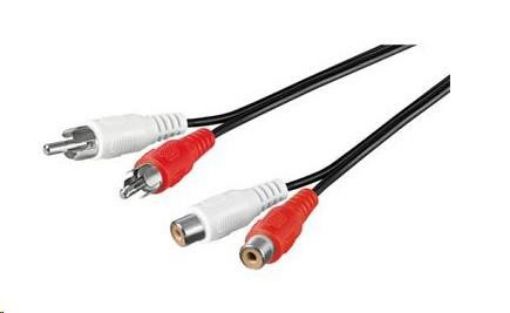 Obrázek PREMIUMCORD Kabel prodlužovací audio 2x Cinch - 2x Cinch (RCA, M/F) 5m