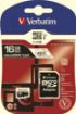 Obrázek VERBATIM MicroSDHC karta 16GB Premium, U1 + SD adaptér