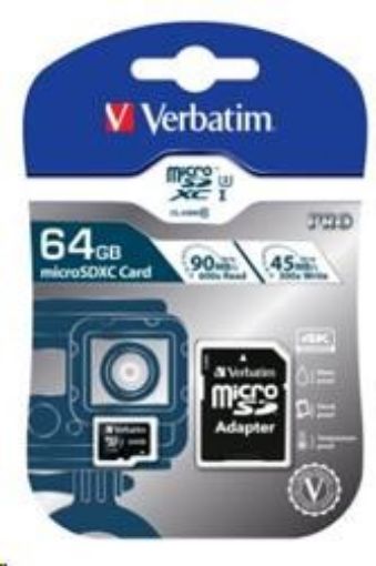 Obrázek VERBATIM MicroSDXC karta 64GB Pro, U3 + adaptér