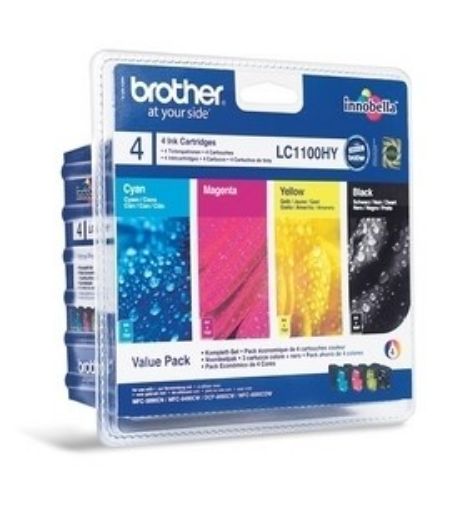 Obrázek BROTHER INK LC-1100 BK/C/M/Y HY Pack pro MFC-6490CW/DCP-6690CW