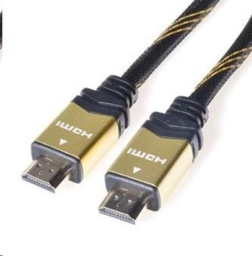 Obrázek PREMIUMCORD Gold HDMI High Speed + Ethernet kabel (v1.4), opletený, zlacené konektory, 1m