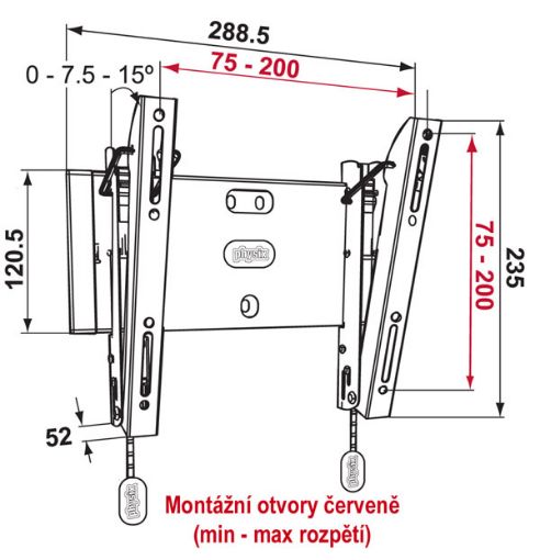 Obrázek Vogel´s Sklopný držák na stěnu do 200x200,20Kg