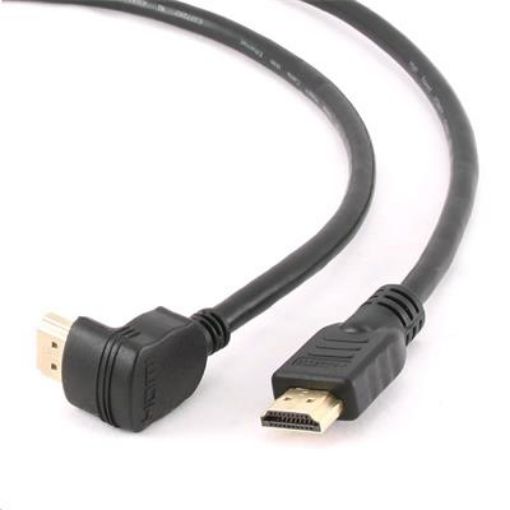 Obrázek GEMBIRD kabel HDMI-HDMI 1,8m, 1.4, M/M stíněný, zlacené kontakty, 90° lomený, černý
