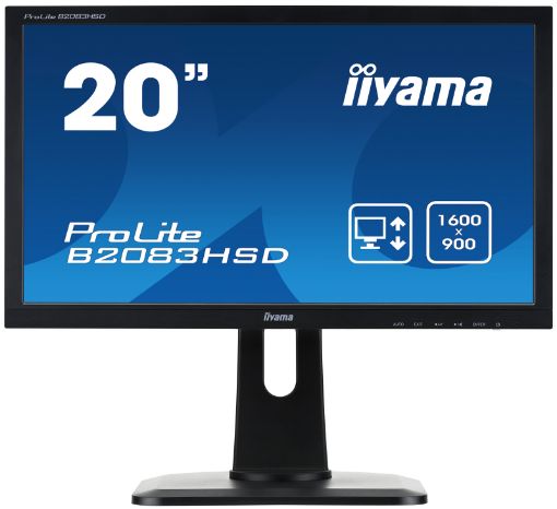 Obrázek 20" LCD iiyama ProLite B2083HSD-B1 - 5ms, 250cd/m2,1000:1, VGA, DVI, repro, pivot, výšk.nastav.