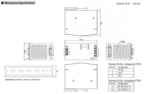 Obrázek MEANWELL DR-120-12 Prům. nap. zdroj 12V 10A