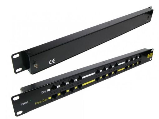 Obrázek POE pasiv. Patch panel 19" UTP cat.5 12p 1U Black