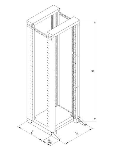 Obrázek Otevřený 19" stojan RSX 37U dvoudílný 700hl.