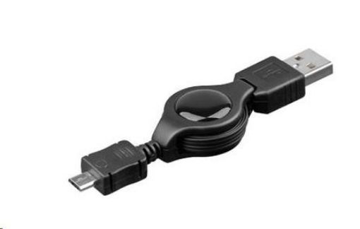 Obrázek PREMIUMCORD Kabel navíjecí USB 2.0 A-Micro B propojovací 0,8m (černý)