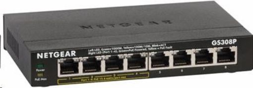 Obrázek Netgear GS308P Gigabit Switch 8 portů, 4 porty jsou PoE, celkem 53W pro PoE