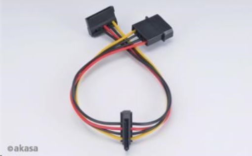 Obrázek AKASA kabel  SATA redukce napájení ze 4pin Molex konektoru na 2x SATA, 30cm