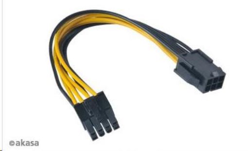 Obrázek AKASA kabel  redukce napájení z 6pin PCIe na 8pin ATX 12V, 15cm