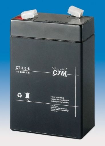 Obrázek Baterie - CTM CT 6-3 (6V/3Ah - Faston 187), životnost 5let