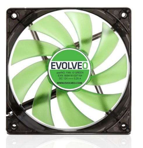 Obrázek EVOLVEO 12L1GR ventilátor 120mm, 4 LED zelený, 3pin