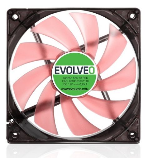Obrázek EVOLVEO 12L1RD ventilátor 120mm, 4 LED červený, 3pin