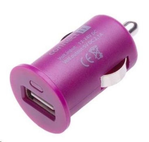 Obrázek CONNECT IT auto adaptér 1xUSB 2,1A, fialový