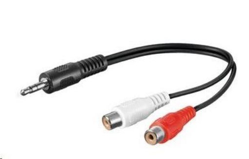 Obrázek PREMIUMCORD Kabel audio 3,5mm Jack - 2x Cinch 20cm (M/F, stereo)