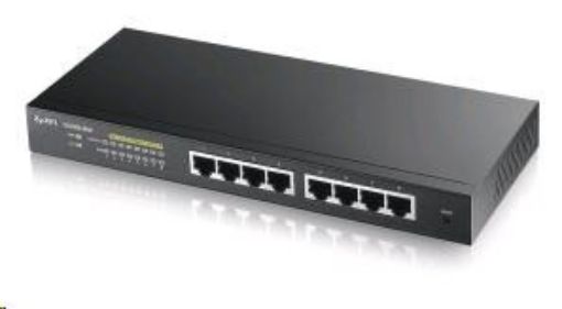 Obrázek Zyxel GS1900-8HP v2 8-port Desktop Gigabit Web Smart PoE switch: 8x Gigabit metal, IPv6, PoE budget 70W, fanless