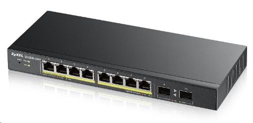 Obrázek Zyxel GS1900-10HP 10-port Desktop Gigabit Web Smart PoE Switch, 8x gigabit PoE RJ45, 2x SFP, 77W PoE budget, fanless