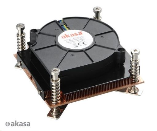 Obrázek AKASA chladič CPU AK-CCE-7107BP pro Intel  LGA 775 a 115x, měděné jádro, 80mm PWM ventilátor, pro 1U skříně