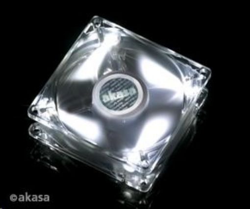 Obrázek AKASA ventilátor Pearl White, 80 x 25mm, průhledný se 4 led, kluzné ložisko, tichý